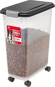 IRIS OHYAMA 47 Qt Airtight Pet Food Container, Black, Simple Style, Rectangular Bin, 18.13"L x 10.63"W x 21.88"H