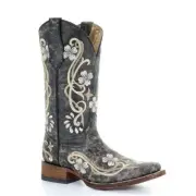 Circle G By Corral Ladies Black Floral Embroidered Boots L5241