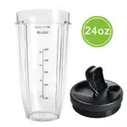 Replacement Blender Cup 24oz + Lid 1/2 Pcs fit for Nutri Ninja Auto IQ Series