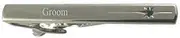 [Select Gifts] Groom Wedding Title Tie Clip Bar Green Emerald Crystal in Pouch