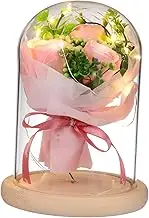 SOLUSTRE 1pc Led Light Preserved Rose Glass Cover Lamp Valentine's Day Elegant Glass Dome Battery-Powered Beautiful Home Decor for Her