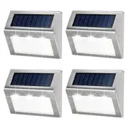 Solar Wall Light 4pcs Outdoor Waterproof 3LED Solar Fence Light Garden Wall Lamp -White