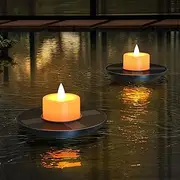 Uuffoo 2 Pack Solar Floating Pool Candles - IP66 Protection Lights for Pool, Patio, Garden, Balcony, Deck, Poolside (B 2PACK)