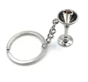 Cocktail Glass Drink Mixer Silver Key Ring Pendant
