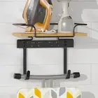 Ironing Board Holder Wall Mount Removable Hooks Metal Easy to Install