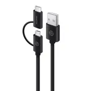 ALOGIC 1m USB 2.0 USB-A to USB-C & Micro USB-B Combo Cable for Charge & Sync, Male to Male Black