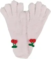 [JINZIJINYU] Winter Knitted Touchscreen Gloves Three Dimensional Cherry Plush Gloves for Women Touch Screen Five Finger Cycling Thick Running Gloves