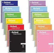 Oxford Spiral Notebook 12 Pack, Bulk College Ruled Spiral Notebooks for School, 1 Subject Writing Journal, College Ruled Paper, 8 x 10-1/2 Inches, Color Assortment May Vary, 70 Lined Sheets (65205)