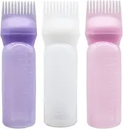 6PCS Large Capacity Root Comb Applicator Bottle, Hair Dye Brushroot Comb Squeeze Applicator Bottles for Hair Root Color with Graduated Scale(COLOR:Pink White Purple)
