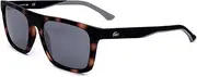 [Lacoste] Men's L957s Rectangular Sunglasses, Matte Havana, Medium