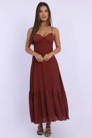 Red Maxi Dress Tiered - Size 16XL, Women's Maxi Dress