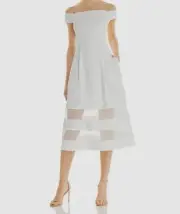 $490 Aidan by Aidan Mattox Women's White Off-the-Shoulder Crepe Dress Size 2