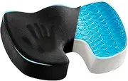 Cooling Gel Seat Cushion for Long Sitting - Memory Foam Chair Pillow for Sciatica Pain Relief - Orthopedic Gel & Memory Foam Coccyx Cushion for Tailbone Pain - Office Chair Cushion for Back Pain