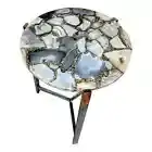 White agate table, dining agate table for kitchen decor, agate stone furniture