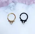 Beaded Tribal Crystal Hoop for Septum, Daith, Helix, Cartilage. 16G. 8mm.