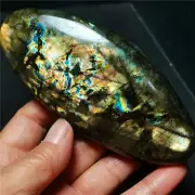 TOP 246.8G Natural Rainbow Labradorite Stone Crystal Polished Healing R508