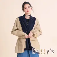 在飛比找momo購物網優惠-【betty’s 貝蒂思】設計款西裝領拼接休閒外套(卡其)