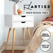 Artiss Bedside Table 2 Drawers Side Table Storage Cabinet Nightstand White BODIE