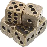 KONTONTY 6pcs Solid Brass Dice Aesthetic Game Playing Dice Rounded Corner Design for Indoor Outdoor Use Present for Gamers and Collectors