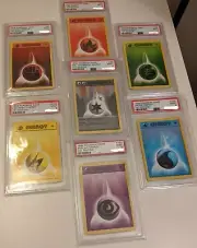 1999 Pokemon Base Set 1st Edition Energy Complete Set+ Double Colorless PSA 9