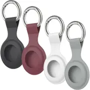 4 Pack Airtag Case for Apple AirTags Holder 2021, Keychain AirTags Case with Anti-Lost Key Ring, Soft Silicone Anti-Scratch Lightweight Protective Skin Cover for AirTags Finder Keychain Accessory