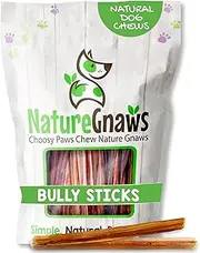 Nature Gnaws Extra Thin Bully Sticks 5-6 (25 Pack) - 100% All-Natural Grass-Fed Free-Range Premium Beef Dog Chews