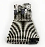 6 Brooks Brothers Black Tan Checkered Towel Set 2 Bath 2 Hand 2 Tip Towels New