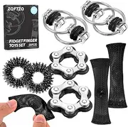Sensory Fidget Toys Set 8 Pack with Fidget Spinner Anxiety Toys, Acupressure Rings,Bike Chain,Mesh Marble and Flippy Chain,Desk Fidgets Stim Toys for Autism Adult Fidget Box for Teens