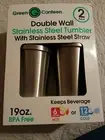 Stainless steel Double Wall 19oz Tumblers With Straws, Set Of 2 BPA Free NEW