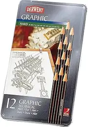 Derwent Graphic Hard Graphite Drawing Pencils, Set of 12, Professional Quality, 34213