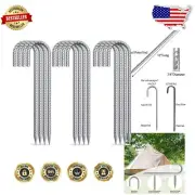 12-inch Heavy Duty Galvanized Metal Rebar Stakes - 12 Pack Ground Anchors
