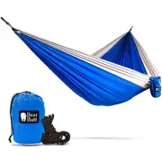 Hammock parachute double wide swing camping gear w/ rope 10ft x 6ft 500 lbs blue