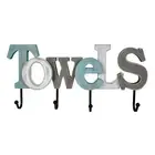 Rustic Wood Towels Sign with Hooks, Decorative Cutout Word Sign Wall Decor, M...