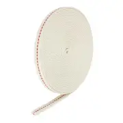 Cotton Oil Lamp Wick 10mm Flat Wide 5Meter/16.4Ft Long with Red Stitch, 1 Roll