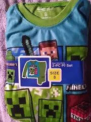NWT BOYS MINECRAFT 2PC FLANNEL PAJAMAS PJS SET SZ 8