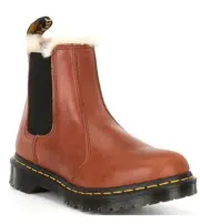 Doc Martens Leonore 2976 brown leather faux Fur Chelsea bootie womens sz 9 ST