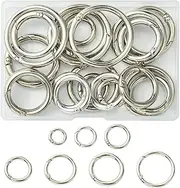 Stiesy 28 Pcs Spring Gate Clasps Zinc Alloy Key Rings Multi-Size (13-31mm) Metal Split Rings for Pet Collars Bags Jewelry Making DIY Crafts