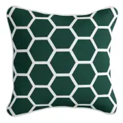 Honeycomb - Premium Cushion Cover | Quality Indoor Outdoor Emerald Green White