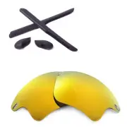 Walleva 24K Gold Polarized Lenses And Black Rubber Kit For Oakley Fast Jacket XL