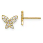 14k 14kt Yellow Gold Madi K Butterfly CZ Post Earrings