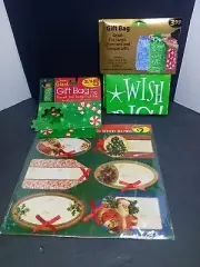 ❤️ VTGChristmas 2 Super Giant Gift Bags I Pack Of Gift Tags W/ Bows see Photos