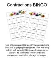 Teacher Made Center Activity Learning Resource Game Contractions BINGO