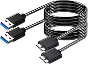 USB 3.0 Hard Drive Cable, tunghey USB-A to Micro B Cable Compatible with Galaxy S5, Note 3, Note Pro 12.2, Camera, Hard Drive and More USB 3.0 5Gbps Data Transfer Cord (1.5M-2PACK)