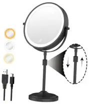 9" Lighted Makeup Mirror with 1X 10x Magnification, 5000mAh 10x Black