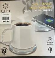 NWT LOMI 2-IN-1SMART MUG WARMER AND QI WIRELESS CHARGER WHITE