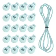 20 Pcs Single Hole Cord Locks with Elastic Cord, Lake Blue