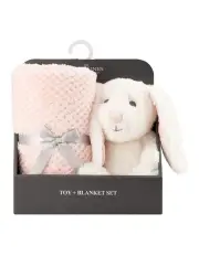 [The Little Linen Company] Harvest Bunny Plush Toy & Blanket in Pink