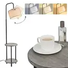 ELYONA Solid Wood Floor Lamp - Rustic Side Table Lamp for Bedroom & Living Ro...