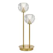 Zara 2 Light Prism Sphere Crystal Antique Gold Table Lamp