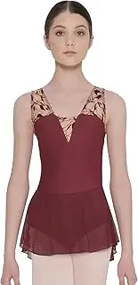 [Wearmoi] Girls' Ballet Skirt Leotard with Microfiber & Tulle Sleeveless Flocked